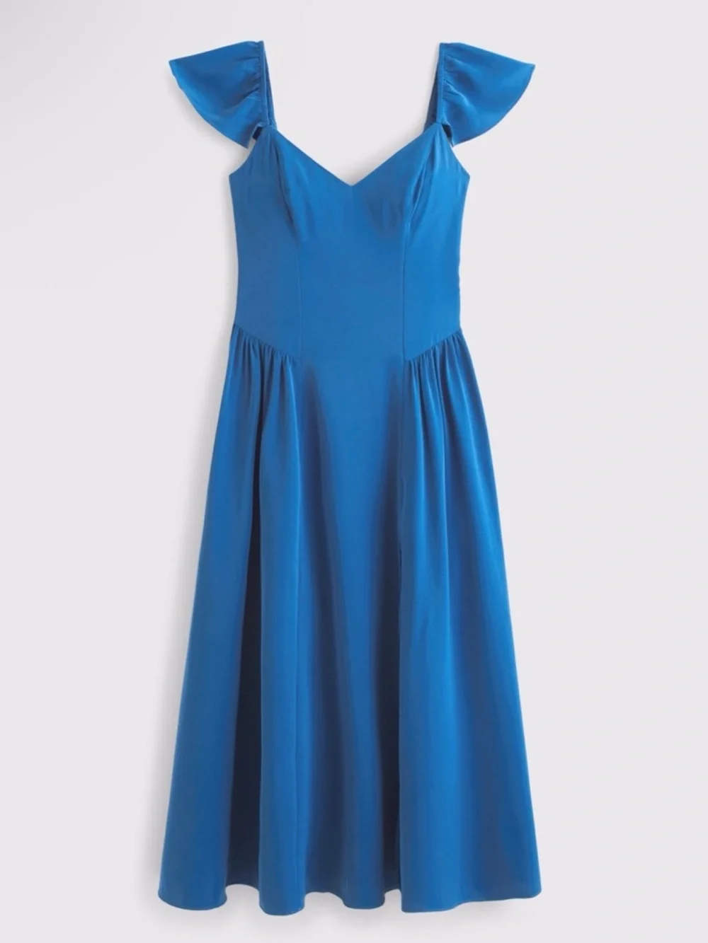 Abercrombie Fitch Blue Sweetheart Neck Maxi Dress with Flutter Sleeves
